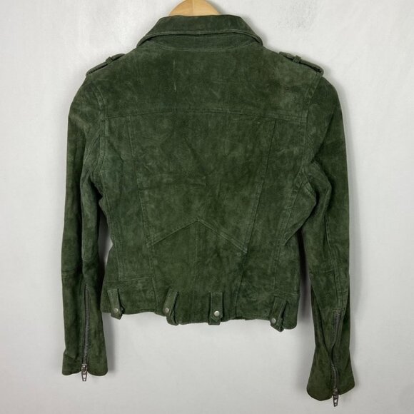 BlankNYC 100% Leather Green Moto Biker Jacket Suede Size XS Silver Hardware Boho - Picture 15 of 16